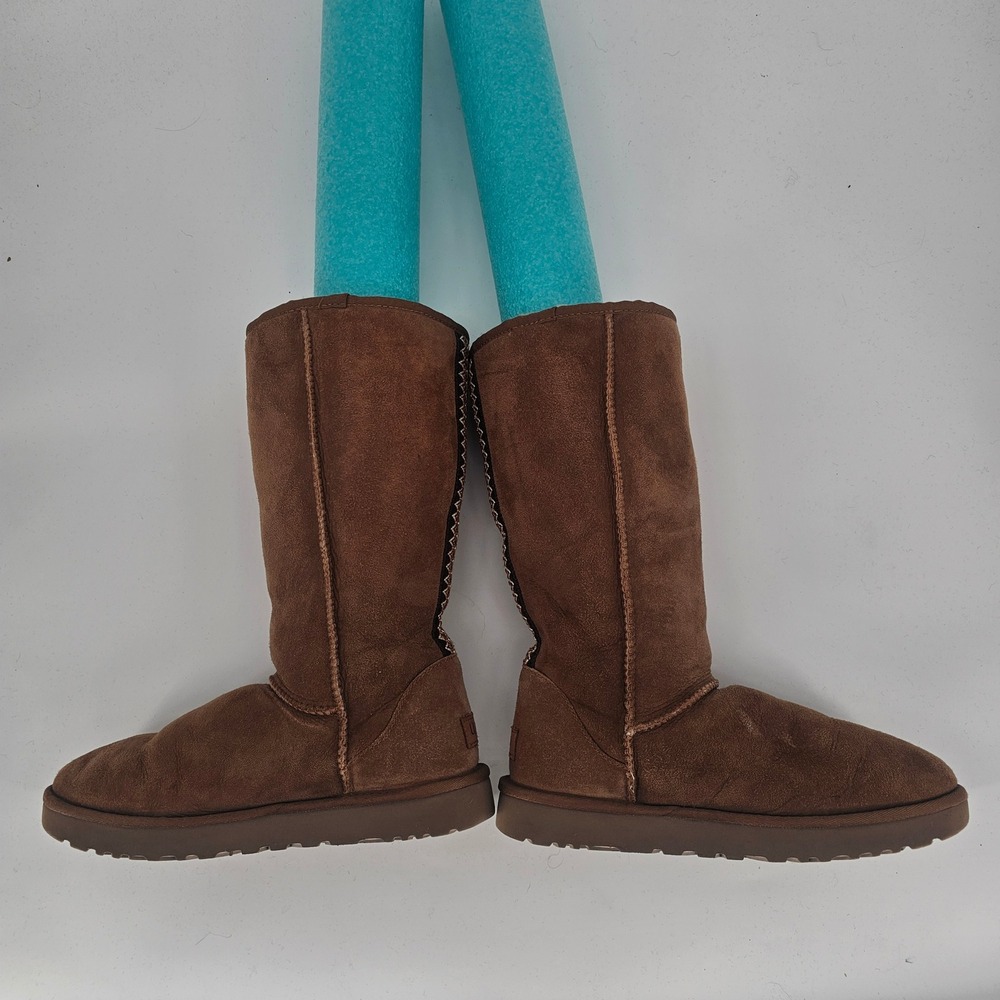 UGG Australia Classic Tall II Tasman Braid Suede Shearling Boots 10 Chestnut - Picture 6 of 10